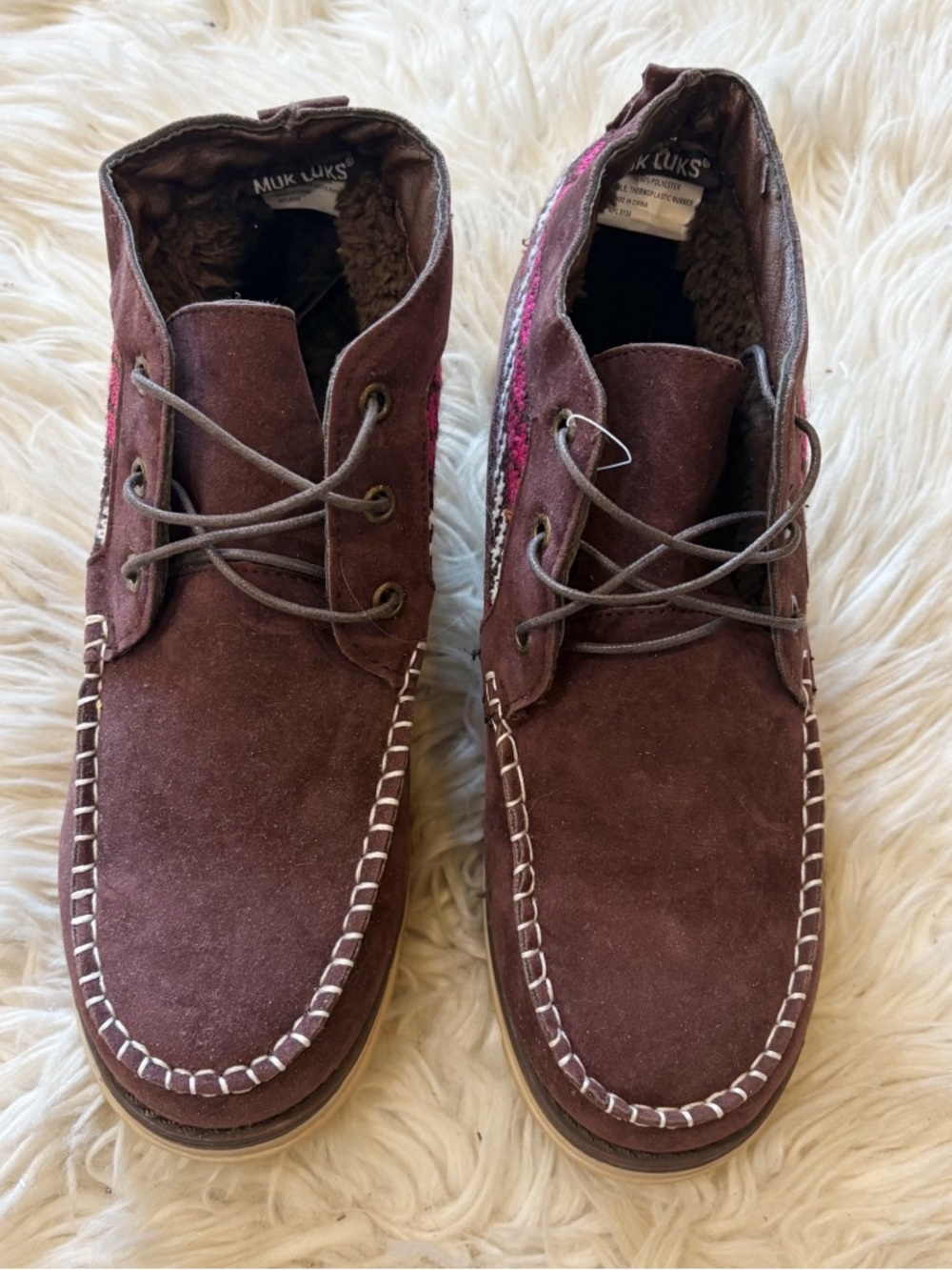 Muk Luks Deep Purple Lace Up Ankle Booties Size 38 = Women’s 8 NEW - Picture 2 of 6